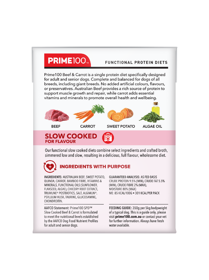 Prime 100 Spd™ Slow Cooked Beef & Carrot 354g