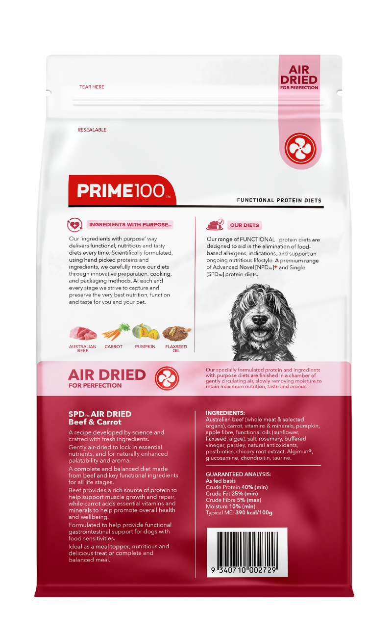 Prime 100 Spd™ Air Dried Beef & Carrot 120g