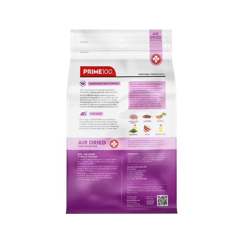 Prime 100 Spd™ Air Dried Turkey & Flaxseed 2.2kg