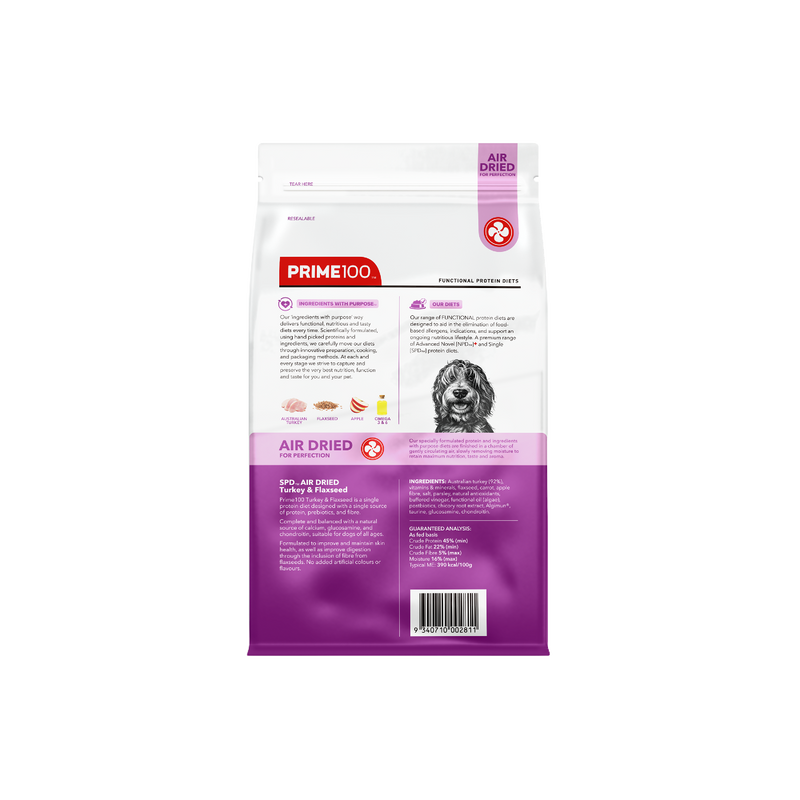 Prime 100 Spd™ Air Dried Turkey & Flaxseed 120g
