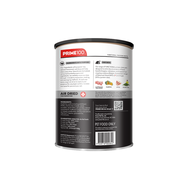 Prime 100 Spd™ Air Dried Wild Boar & Pumpkin 600g