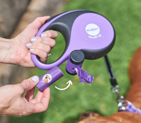 Kazoo Walkies Retractacble 8 Metre Lead Xl Max 50kg Dog With Poop Bags & Dispenser