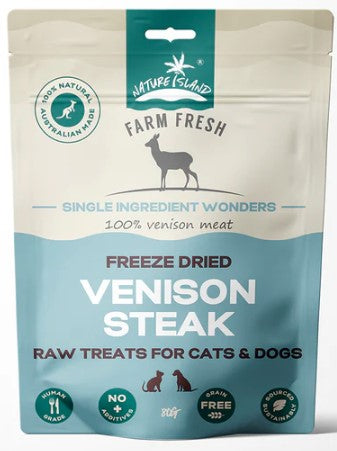 Nature Island Freeze Dried Venison Steak Treats For Cats & Dogs 80g