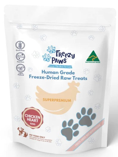Freezy Paws Dog Treats Chicken Hearts 100g