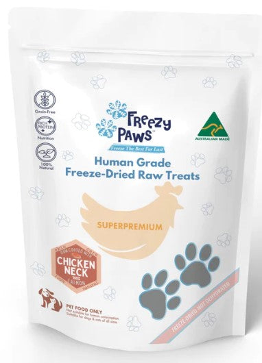 Freezy Paws Dog Treats Freeze Dried Chicken Necks & Salmon 100g