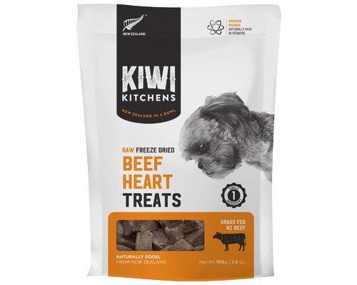 Kiwi Kitchens Freeze Dried Dog Treats Beef Heart 100g