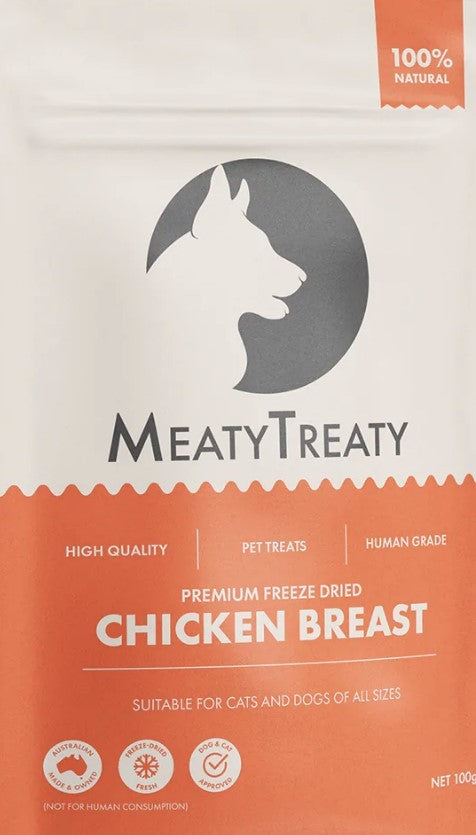 Meaty Treaty Freeze Dried Chicken Breast Dog & Cat Treats 100g