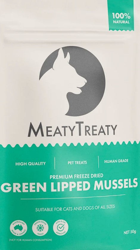 Meaty Treaty Freeze Dried Green Lipped Mussels Dog & Cat Treats 50g