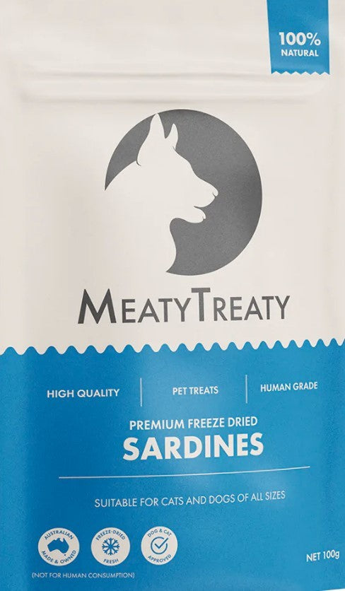 Meaty Treaty Freeze Dried Sardines Dog & Cat Treats 100g