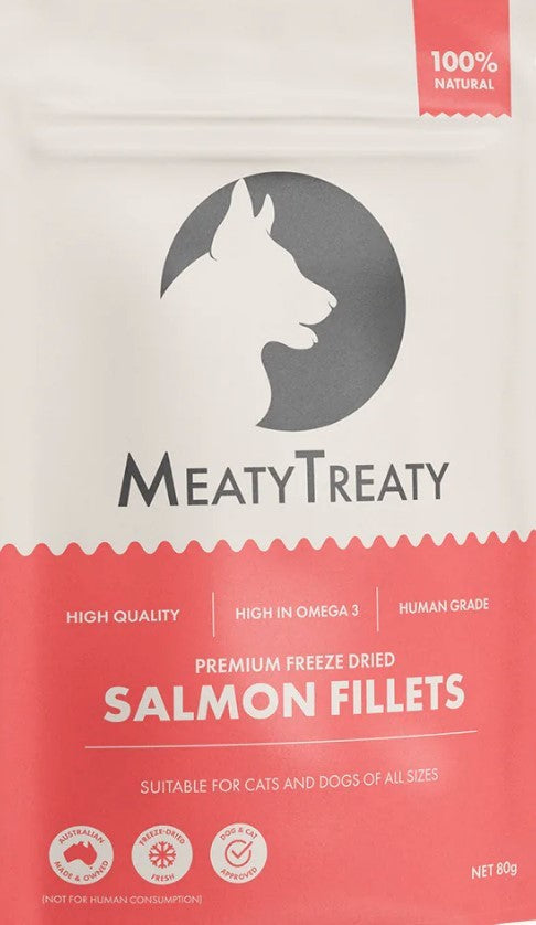 Meaty Treaty Freeze Dried Salmon Fillet Dog & Cat Treats 80g