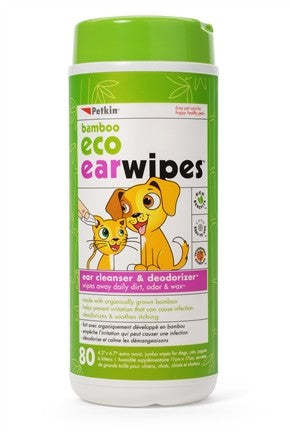 Petkin Ear Wipes Bamboo 80's