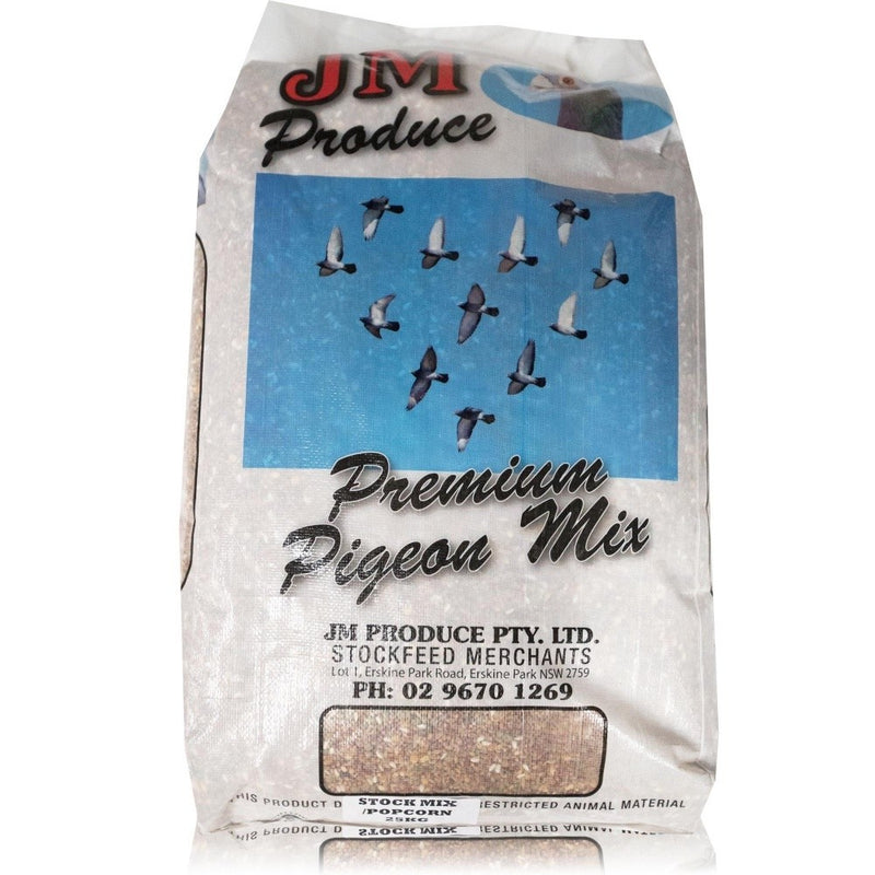 Jm Produce Pigeon Stock Mix With Popcorn 25kg * Store Pick Up Or Local Delivery Only *