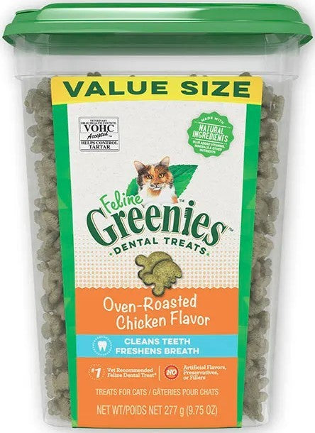 Greenies Feline Roast Chicken Cat Treats Tub Value Tub 277g