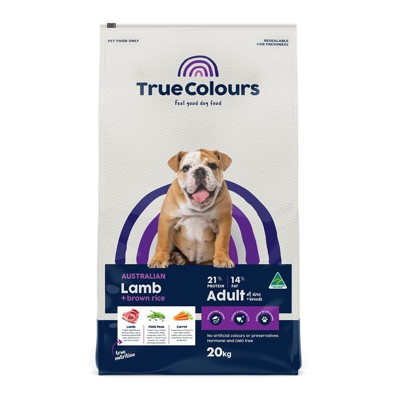 TRUE COLOURS ADULT LAMB & BROWN RICE 20KG FOOD FOR DOGS