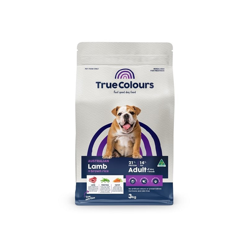 TRUE COLOURS ADULT LAMB & BROWN RICE 3KG FOOD FOR DOGS