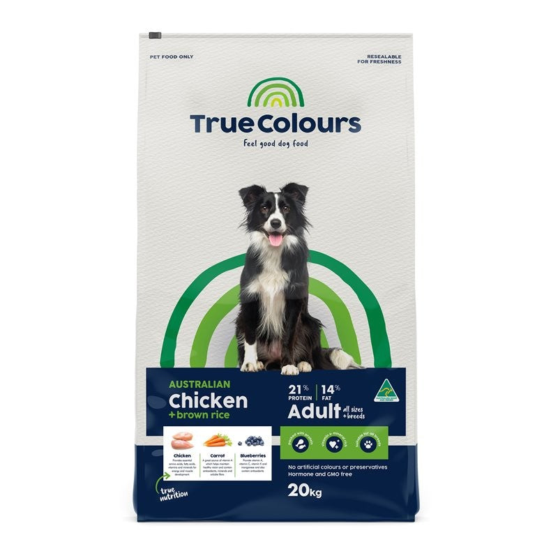 TRUE COLOURS ADULT CHICKEN & BROWN RICE 20KG FOOD FOR DOGS