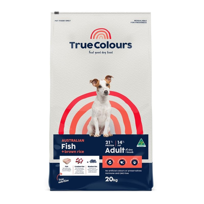 TRUE COLOURS ADULT FISH & BROWN RICE 20KG FOOD FOR DOGS