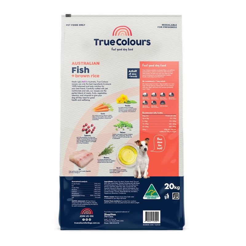 TRUE COLOURS ADULT FISH & BROWN RICE 20KG FOOD FOR DOGS