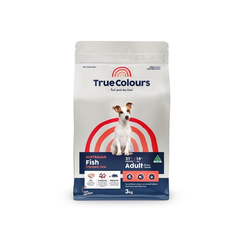 TRUE COLOURS ADULT FISH & BROWN RICE 3KG FOOD FOR DOGS