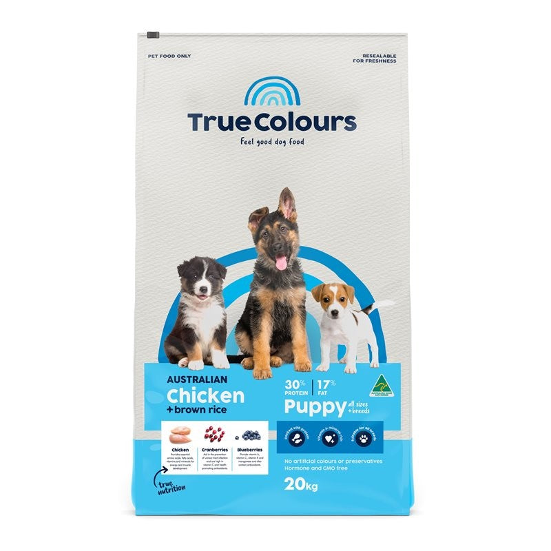 TRUE COLOURS PUPPY CHICKEN & BROWN RICE 20KG FOOD FOR DOGS