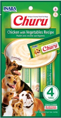 Inaba Dog Treat Churu Chicken With Vegetables 4 X14g Tubes 56g