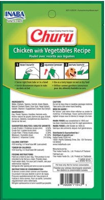 Inaba Dog Treat Churu Chicken With Vegetables 4 X14g Tubes 56g