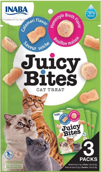 Inaba Cat Treat Juicy Bites Calamari & Broth 3 Pack 33.9g