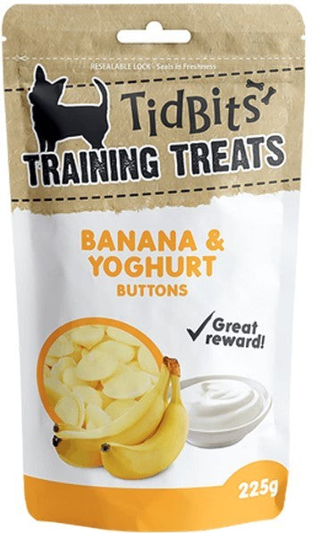 Tidbits Dog Treats Banana & Yoghurt Buttons 250g