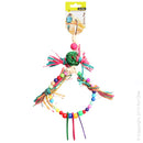 Avi One Bird Toy Rattan Ball With Rafia Wooden