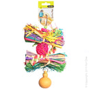 Avi One Bird Toy Rattan Balls Raffia & Gourd