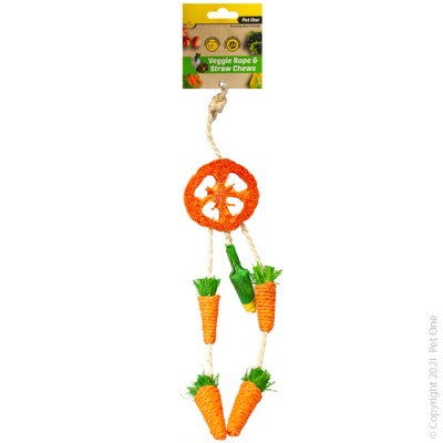 Pet One Veggie Rope And Straw Chew Hanging Dreamcatcher