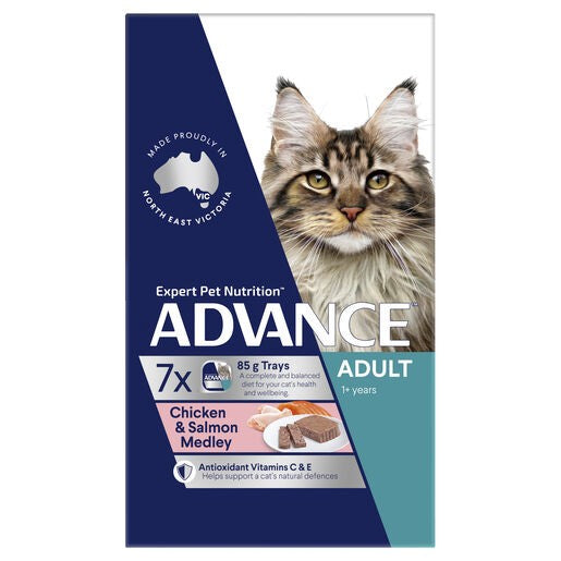Advance Adult Cat Trays Chicken & Salmon 7 X 85g