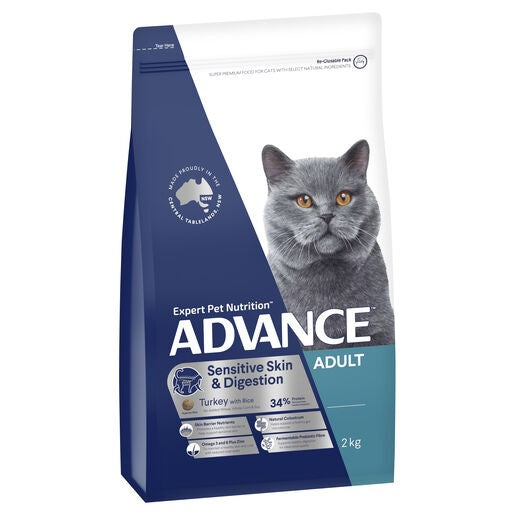 Advance Cat Food Sensitive Skin & Digestion Turkey With Rice 2kg