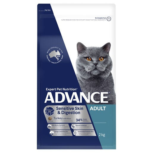 Advance Cat Food Sensitive Skin & Digestion Turkey With Rice 2kg