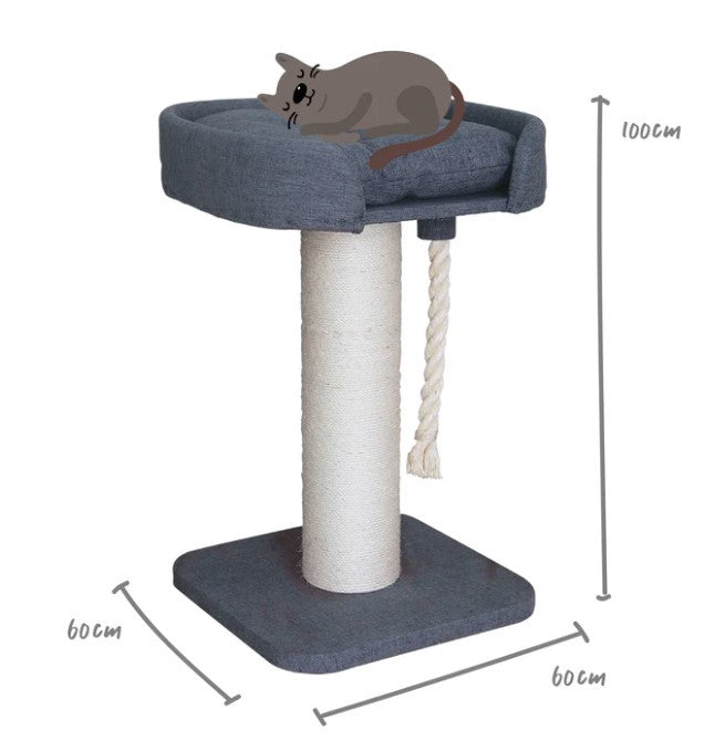 Kazoo High Sofa Bed Cat Scratch Post With Sisal Grey & Cream * Store Pick Up Or Local Delivery Only *