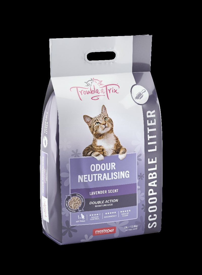 Trouble & Trix Cat Litter Scoopable Lavender 13kg 15litre