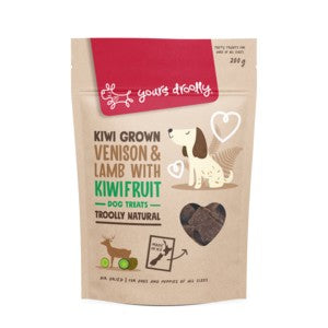 Yours Drooly Dog Treats Venison & Lamb With Kiwi Fruit 200g